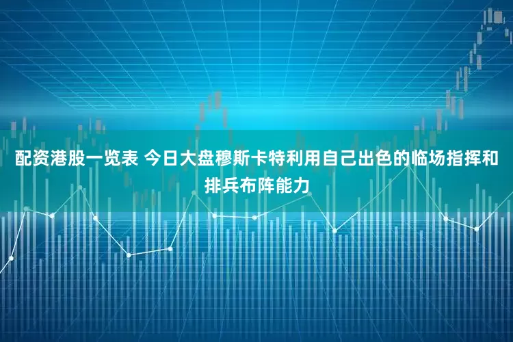 配资港股一览表 今日大盘穆斯卡特利用自己出色的临场指挥和排兵布阵能力